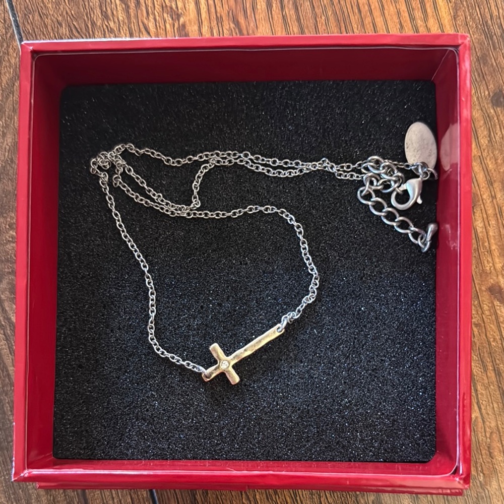 JK Designs Silver and Gold Cross Necklace